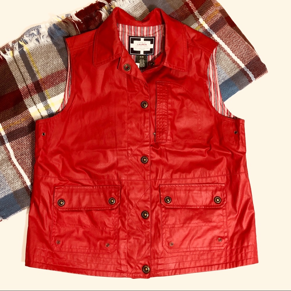 Vintage Lauren by Ralph Lauren Red Button Vest